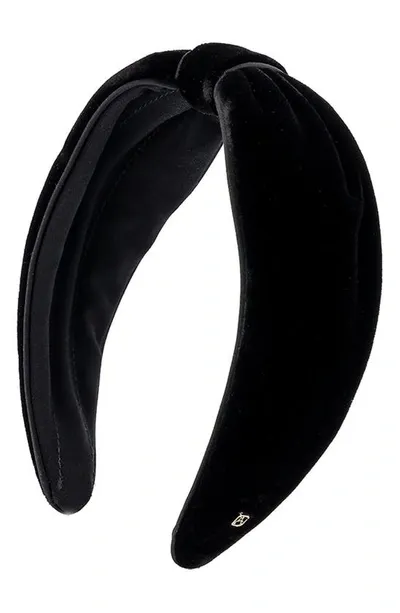 Alexandre De Paris Knot Velvet Headband In Black