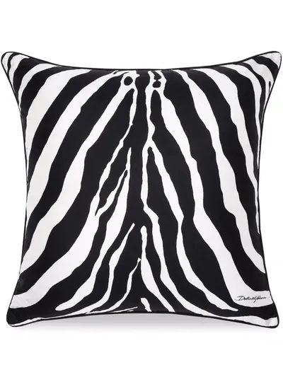 Dolce & Gabbana Medium Zebra-print Velvet Cushion In White