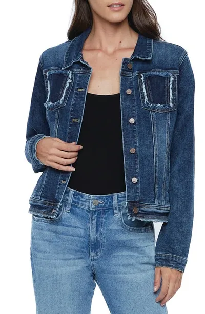 Wash Lab Denim Sammy Frayed Denim Jacket In Atlantic Blue