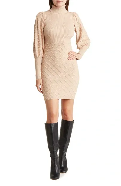 Bebe Quilted Sweater Dress In Brown