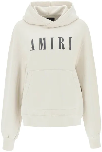 Amiri Logo-print Longline Hoodie In Skin Tones