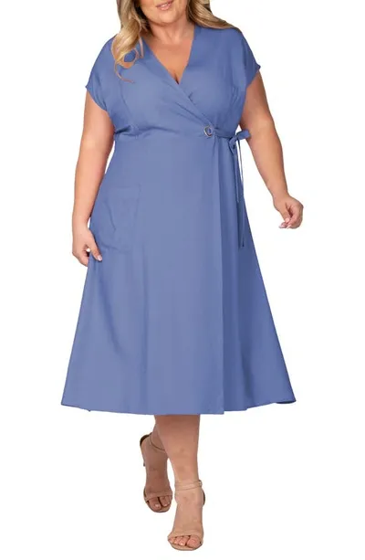 Standards & Practices Midi Wrap Dress In Indigo