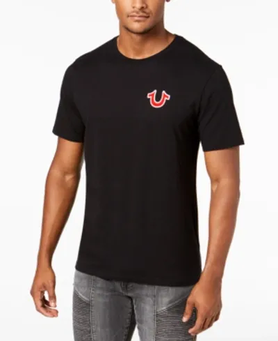 True Religion Men's Double Puff Logo Short Sleeve Crewneck Tee In Black