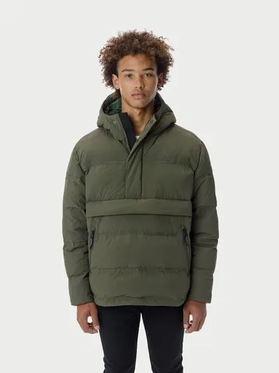 The Very Warm Men's Packable Pullover Puffer Jacket In Olive