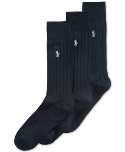 Polo Ralph Lauren Big & Tall Combed Cotton Crew Socks 3-pack In Black