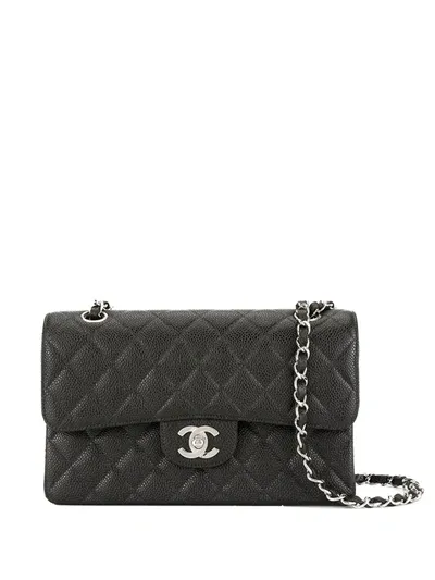 Pre-owned Chanel 2001 Small Double Flap Shoulder Bag In Black