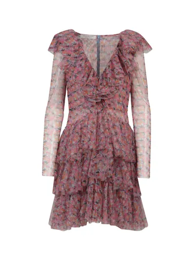 Philosophy Di Lorenzo Serafini Floral Patterned Tulle Dress In Multicolor