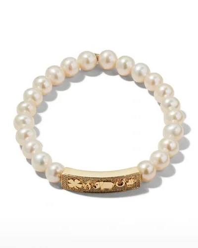 Sydney Evan 14k Diamond & Pearl Luck Tableau Bracelet