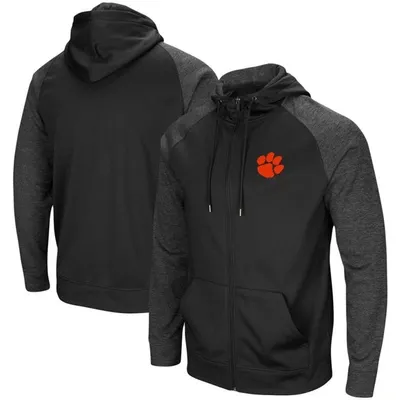 Colosseum Men's  Black Clemson Tigers Big And Tall Blackout Raglan Full-zip Hoodie