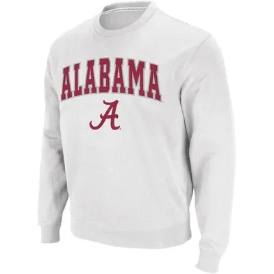 Colosseum Men's Alabama Tide Arch Logo Crew Neck Sweatshirt In White