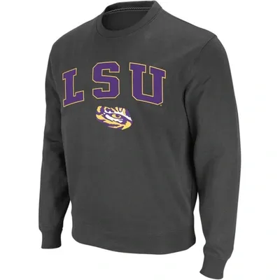 Colosseum Charcoal Lsu Tigers Arch & Logo Crew Neck Sweatshirt