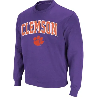 Colosseum Men's Purple Clemson Tigers Arch Logo Crew Neck Sweatshirt