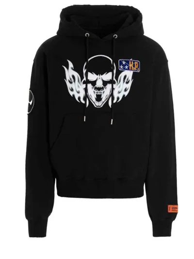 Heron Preston Skull Flame Graphic-print Hoodie In Black