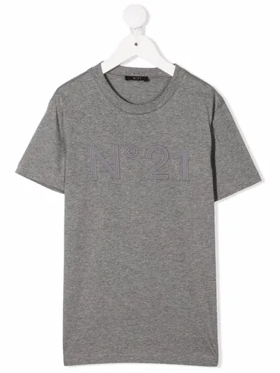 N°21 Teen Logo-patch T-shirt In Grey