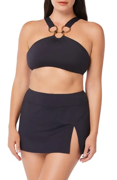 Bleu By Rod Beattie Ring Me Up High Waist Skirted Bikini Bottoms In Black