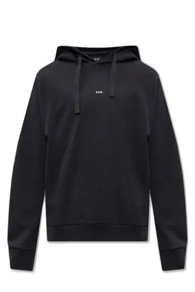 Apc Drawstring Pullover Hoodie In Black