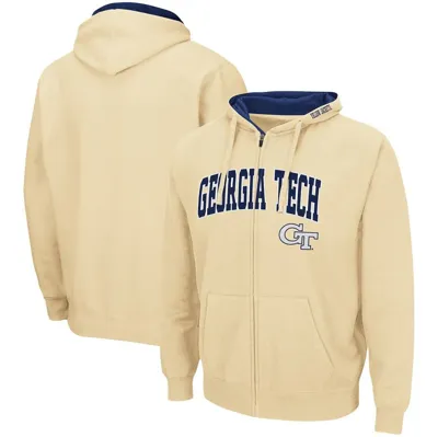 Colosseum Men's  Gold-tone Georgia Tech Yellow Jackets Arch Logo 3.0 Full-zip Hoodie