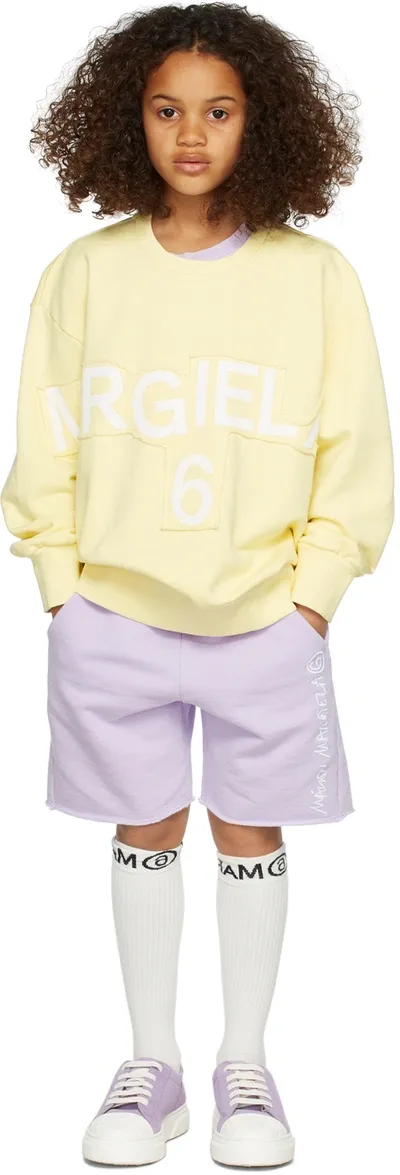 Mm6 Maison Margiela Kids Yellow Stitch Logo Sweatshirt