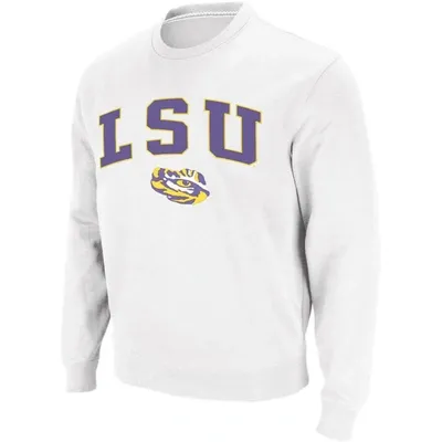 Colosseum White Lsu Tigers Arch & Logo Crew Neck Sweatshirt