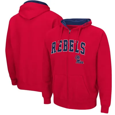 Colosseum Red Ole Miss Rebels Arch & Logo 3.0 Full-zip Hoodie