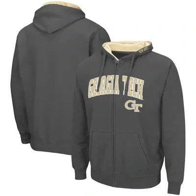 Colosseum Men's Georgia Tech Yellow Jackets Arch & Logo 3.0 Full-zip Hoodie In Charcoal