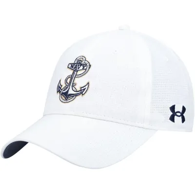 Under Armour White Navy Midshipmen Sideline Performance Adjustable Hat