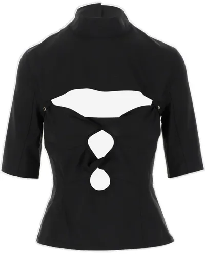 Jacquemus Le Haut Plami Cutout Wool-blend Top In Nero