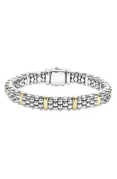 Lagos Sterling Silver Caviar Rope Bracelet With 18k Gold In Silver/gold