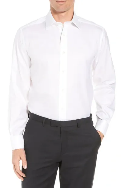 David Donahue Dobby Weave French Cuff Trim Fit Formal Shirt In White