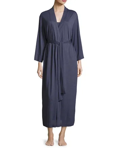 Natori Shangri-la Long Robe In Heather Night Blue