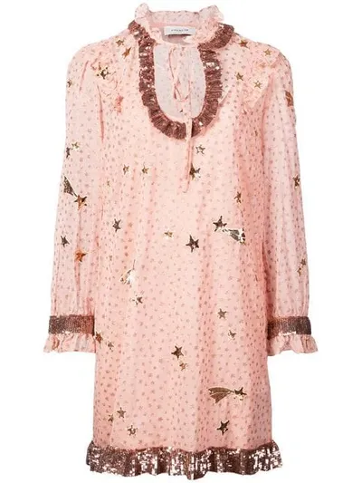 Coach Embellished Outerspace Print Dress In Pink - Size 04