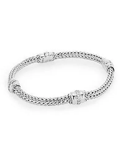 John Hardy Women's Bedeg 0.29 Tcw Diamond & Sterling Silver Barrel Station Bracelet