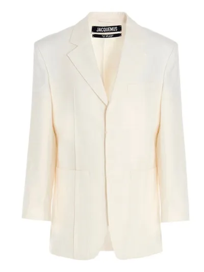 Jacquemus La Veste D'homme Wool-blend Blazer In White