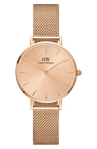 Daniel Wellington Petite Melrose Mesh Watch, 28mm In Rose Gold Unitone