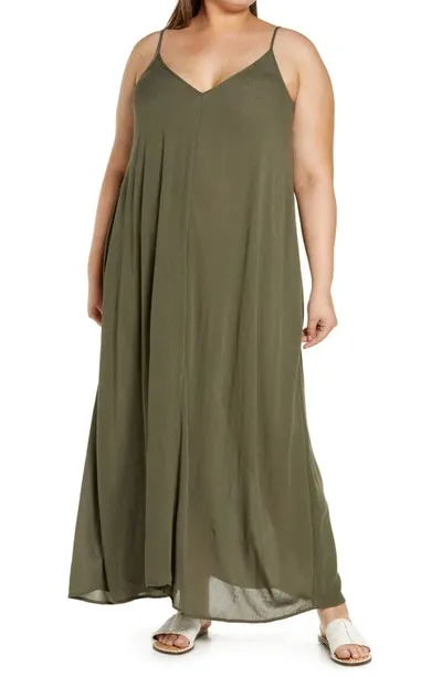 Treasure & Bond Woven Favorite Slipdress In Olive Sarma