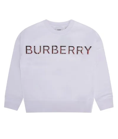 Burberry Kids White Embroidered Logo Sweatshirt