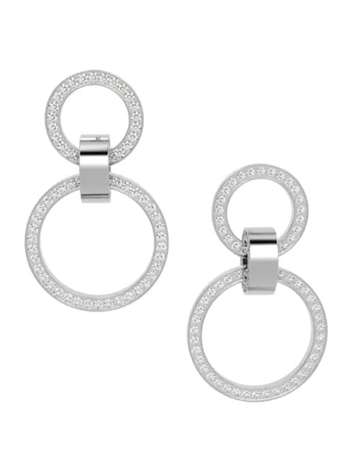 Swarovski Hollow Rhodium-plated Crystal Circular Drop Earrings In Neutral