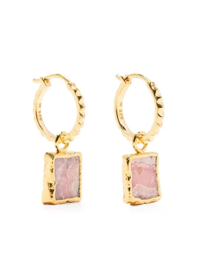 Missoma Mini Pyramid Charm Hoop Earrings In Gold