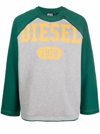 Diesel Red Tag Logo-print Two-tone Sweatshirt In Green