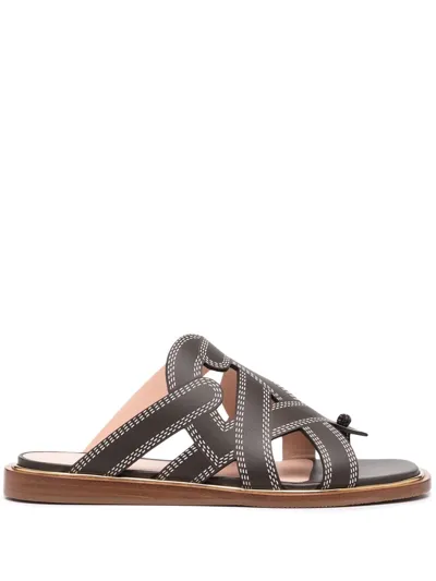 Bally Contrasting-stitch Sandals In Schwarz