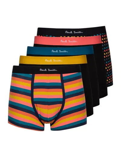 Paul Smith Five-pack Stretch-cotton Boxer Briefs In Neutral