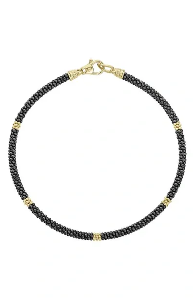 Lagos Gold & Black Caviar Collection 18k Gold & Ceramic Rope Bracelet In Black/gold