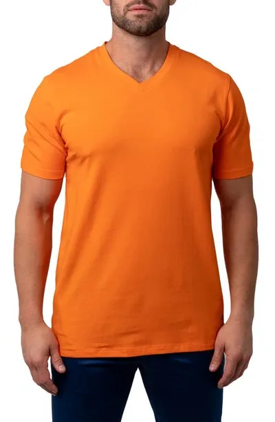 Maceoo Vivaldi V-neck Cotton T-shirt In Orange