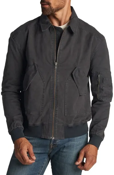 Rowan Dillon Twill Bomber Jacket In Faded Black