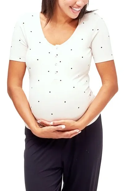 Nom Maternity Rhys Nursing Maternity Pajama Top In Gardenia Dot