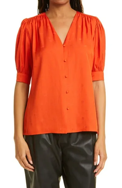 Samsã¸e Samsã¸e Jetta Short Sleeve Blouse In Spicy Orange