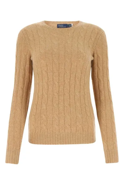 Polo Ralph Lauren Julianna Cashmere Cable-knit Sweater In Camel Melange