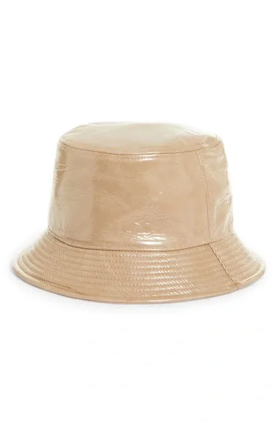 Stand Studio Vida Faux Leather Luminous Bucket Hat In Sand