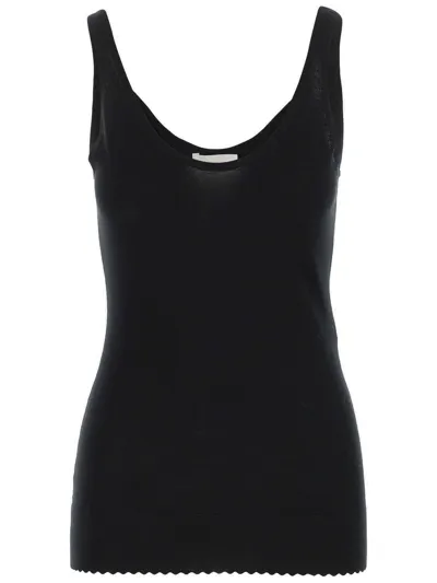 Chloé Scalloped Hem Tank Top In Noir