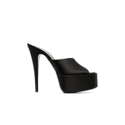 Paris Texas Black Marina 155 Satin Platform Mules